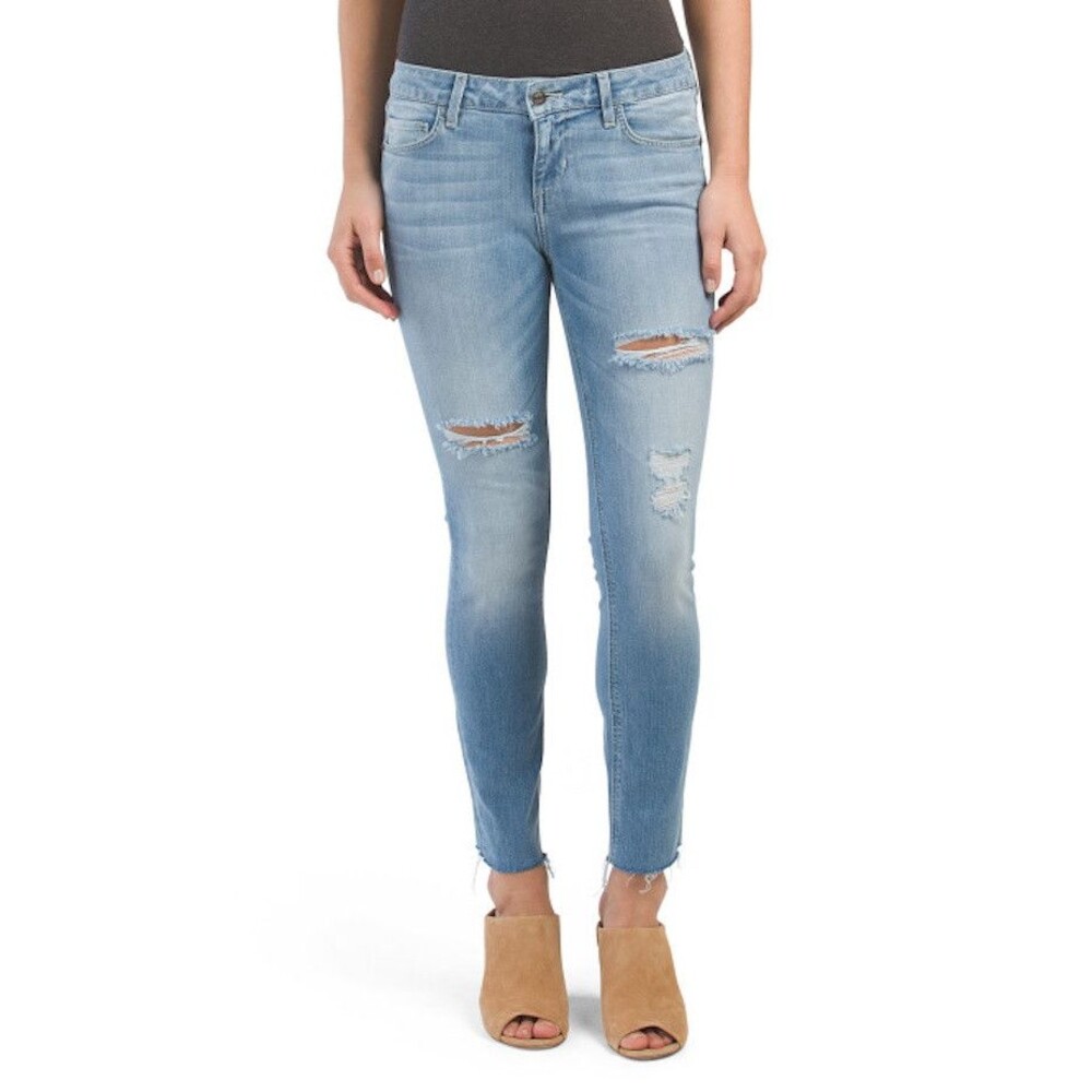 Hidden Skinny Jeans Destructed Frayed Hem